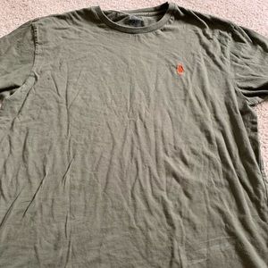 🎉 (5/$20) army green polo tshirt with orange logo